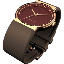 Rosendahl Men's Watch Iv 43254 With Brown Dial Rose Gold Plated Case And Green Polyurathane Strap