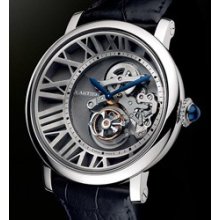 Rotonde de Cartier Cadran Love Tourbillon (WG - Openwork-Slate Gray / Leather Strap)