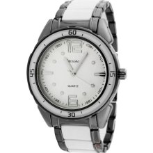 Round Dial Quartz Wrist Watch for Men (White) - Stainless Steel