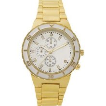 Round Mother Of Pearl Dial Case Gold Finish Bracelet Watch