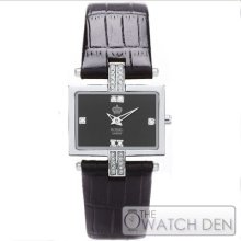 Royal London - Ladies Black Leather Stone Set Dial Watch - 21136-02