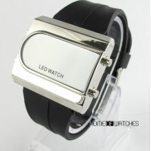 Rubber Strap Led Digital Stainless Steel Dial Wrist Sport Watch Gift