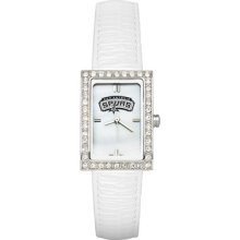 San Antonio Spurs Allure Ladies Watch With White Leader Strap