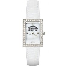 San Antonio Spurs Ladies Allure Watch White Leather Strap LogoArt