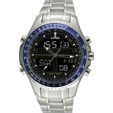 Sartego Men's Digital Alarm Chronograph World Time Black Dial Blue Bezel SPW31
