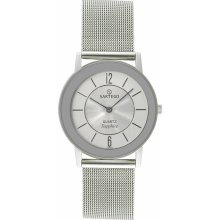 Sartego Men's Ultra Thin Stainless Steel Dress Silver Dial Mesh Band SVR335