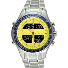 Sartego SPW37 Digital Alarm Chronograph World Time Yellow Dial