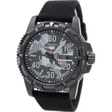 Seiko 5 Automatic Camouflage Dial Black Nylon Strap Mens Watch SRP225K2