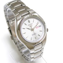 Seiko 5 Day Date Automatic 21 Jewels Silver Face Transparent Back Men Wacth