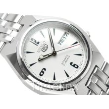 Seiko 5 Mens Automatic Watch White Dial Snk325k - Box & Warranty - Uk