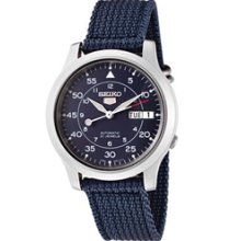 Seiko 5 Military Blue Dial Automatic Watch with Blue Canvas Strap #SNK807K2