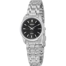 Seiko Black Dial Stainless Steel Ladies Watch SXDE65 ...