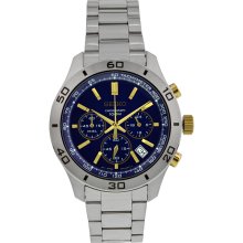 Seiko Chronograph Blue Dial Stainless Steel Mens Water Resistant Watch Ssb055