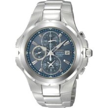 Seiko Coutura Snad51 Men's Stainless Steel Blue Dial Chronograph Alarm Watch