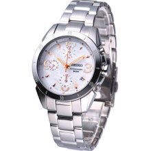 Seiko Ladies Criteria Chronograph Pearl Dial Watch Sndz27j1 Made In Japan