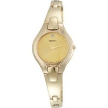 Seiko Ladies Diamond Bangle Watch - Gold-Tone Face & Bracelet SUJF88