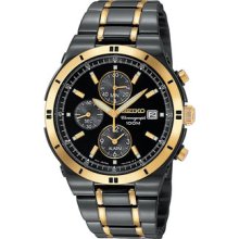 Seiko Mens Alarm Chronograph Black Ion Watch