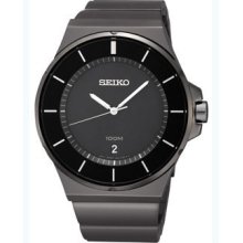 Seiko Mens Black Ion Plated Quartz Watch Sgeg21