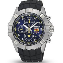Seiko Men's FC Barcelona Stainless Steel Case Rubber Strap Blue Dial Chronograph SNDD81