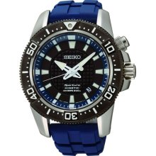 Seiko Men's Sportura Diver Kinetic Stainless Steel Case Rubber Strap Black Dial SKA563