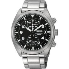 Seiko Mens Stainless Steel Chronograph Quartz 100m Sports Watch Snn231 Snn231p1