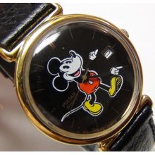 Seiko Mickey Mouse Men's Calendar Gold Watch