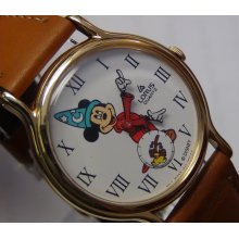 Seiko Mickey Mouse Wizard Men's Gold Watch w/ Box