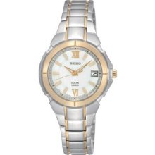 Seiko Silver Dial Silver Tone Stainless Bracelet Solar Ladies Watch - SUT022