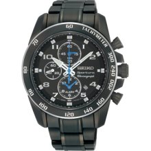 Seiko Snae77 Men's Sportura Black Ion-plated Quartz Watch With Chronograph