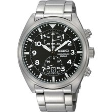 Seiko Snn231 Men's Watch Stainless Steel Chronograph Black Dial Quartz