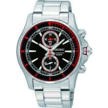 Seiko Snn247p1 Men's Sport Black Dial Chronograph Stainless Steel Watch Snn247