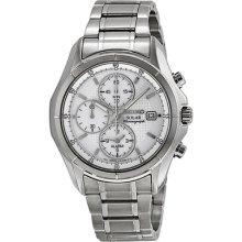 Seiko Solar Chronograph White Dial Stainless Steel Mens Watch Ssc003