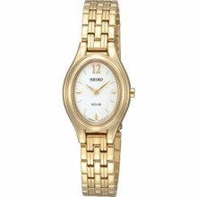 Seiko Solar Ladies Watch Silver Dial Gold Case