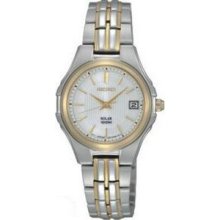 Seiko Solar Ladies Watch - White Dial - Two-tone Design