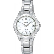 Seiko Solar White Dial Stainless Steel Ladies Watch SUT027