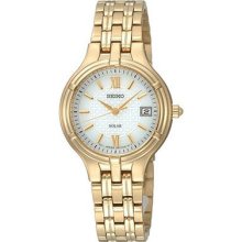Seiko Sut018 Women's Solar Stainless Steel Band Silver Dial Watch