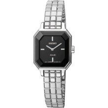 Seiko Womens Solar Analog Stainless Watch - Silver Bracelet - Black Dial - SUP195