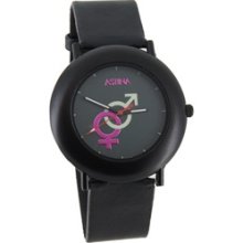 Sex Symbols Design Luminous Watch hand PU Leather Band Watch (Black)