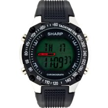 Sharp Mens Calendar Day/Date Chronograph Digital Watch with Black