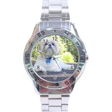 Shih Tzu Cute Dogs Stainless Steel Analogue Menâ€™s Watch Fashion Hot