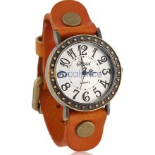 Shshd Analog Watch with PU Leather Strap (Orange)