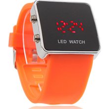 Silicone Band Jelly LED Watch Wrist For Men Women(Orange)