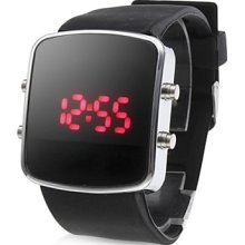 Silicone Band Modern Unisex Sport Jelly Style LED Wrist Watch - Black