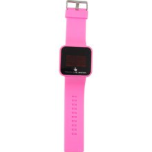 Silicone Touch Screen Creative Red Led Flashing Wristband Watch Pink