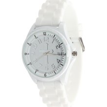 Silicone Watch with Cross, White, Large