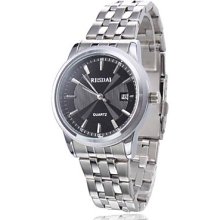 Silver Men's Calendar Style Quartz Alloy Analog Wrist Watch