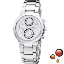 Sinobi Mens Quartz Wrist Watches White Dial Steel Band Watch Pointer Display