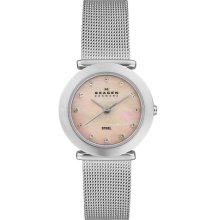 Skagen 107SSSP Crystal Accented Mesh Steel Pink Dial Women's Watch