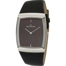 Skagen 584lslm Men's Swiss Leather Band Gray Dial Watch