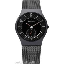 Skagen Denmark Black Titanium Mesh Band+oversized Dial Watch-805xltbb1